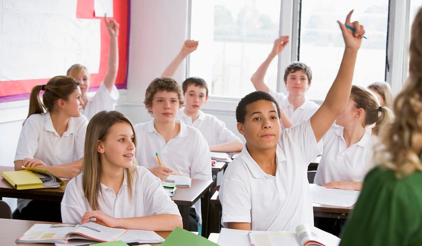 High school children in class