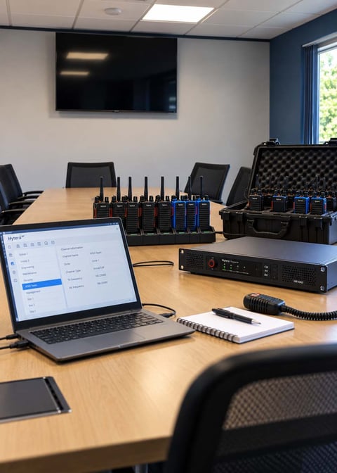 Hire radios being programmed